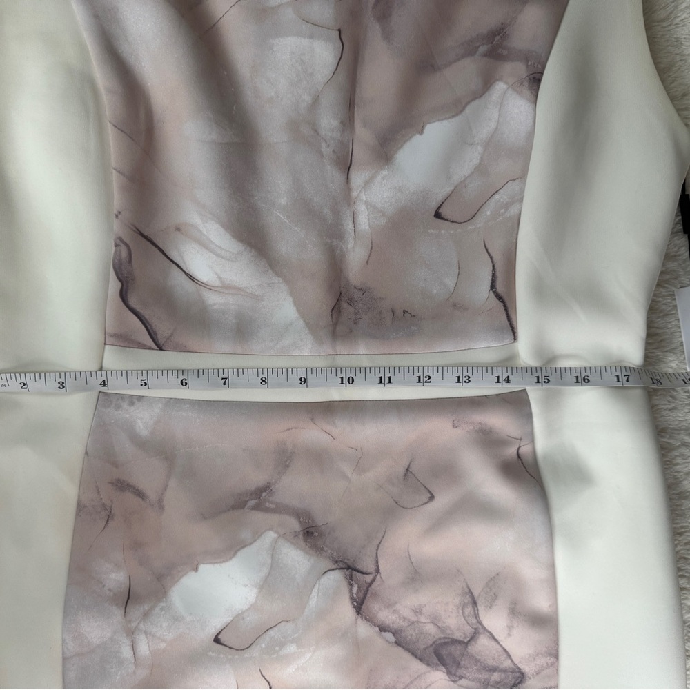 NWT Calvin Klein Marble Print Midi Dress - Cream and Gray - Picture 9 of 10